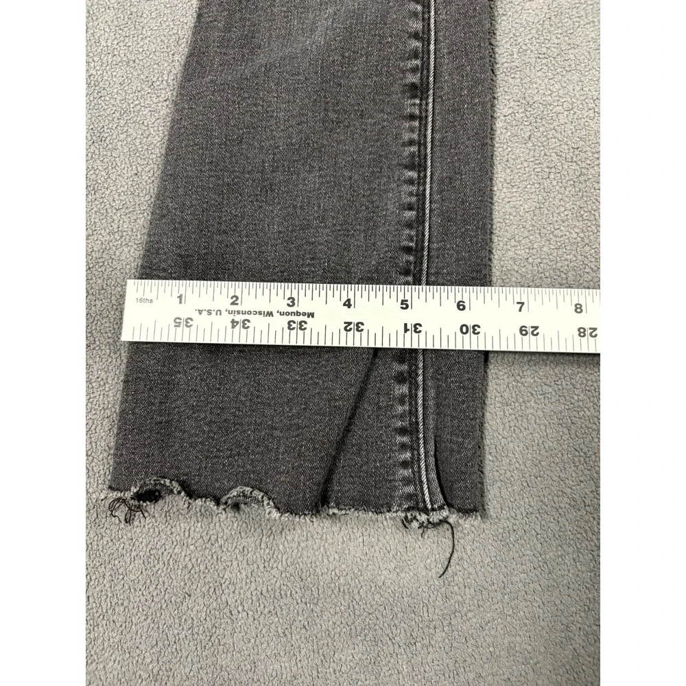 Hippie Girl Flare Jeans 8 Gray Denim Cotton Stretch Elastic Waist Frayed Hem